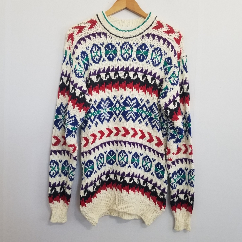 Vintage Adolfo Colorful Long Sweater Size Medium